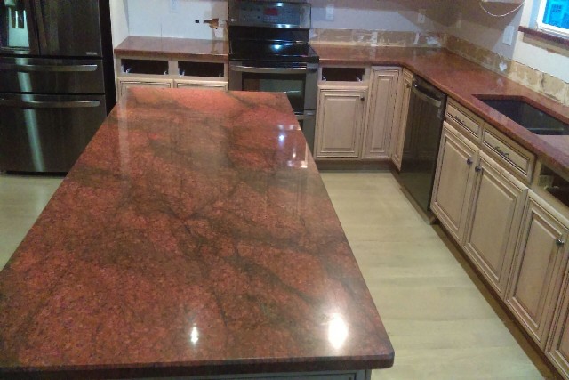 Red dragon granite with short bevel edges 854