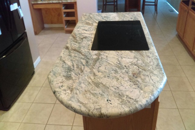 River bordeaux granite with 1 inch roundover edges 851